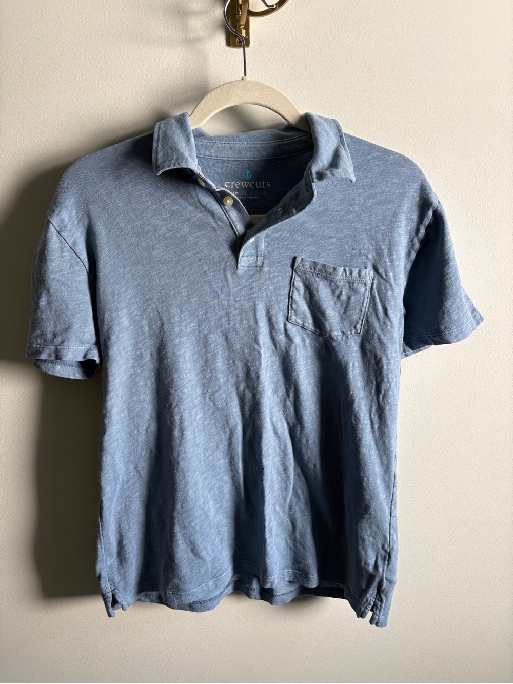 Crewcuts faded blue short-sleeve polo with chest pocket